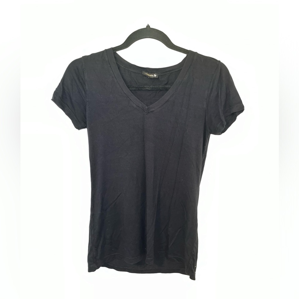 Black V neck T Shirt